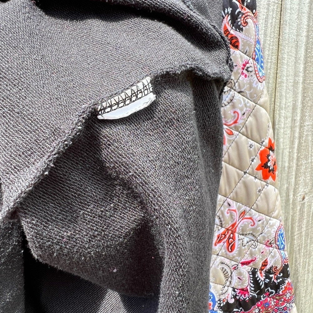 Zara: Black Sweatshirt with Quilted Paisley Sleeves: Size Small - Picture 4 of 7
